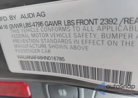 2017 Audi A4 2.0T Premium z USA, uszkodzony, nr VIN WAUANAF46HN016785